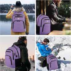 Laptop Backpack,Business Travel Anti Theft Slim Durable Laptops Backpack with USB Charging Port,Water Resistant College Computer Bag for Women & Men Fits 15.6 Inch Laptop and Notebook-Purple