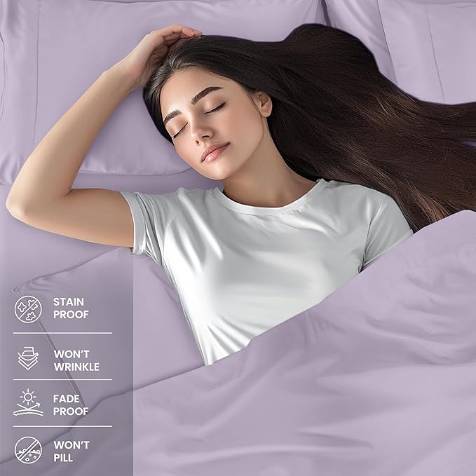 Utopia Bedding Twin XL Sheet Set – 3 Piece Bed Sheets for Twin XL Size Bed, Soft and Breathable Microfiber, Includes 1 Fitted Sheet, 1 Flat Sheet and 1 Pillowcase (Lavender)