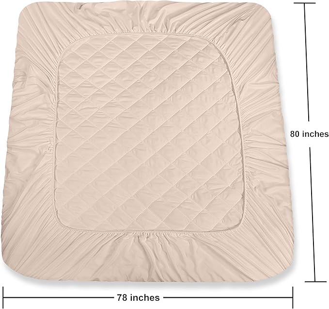 Utopia Bedding Quilted Fitted Mattress Pad, King Size, Elastic Fitted Mattress Topper Protector and Cover with Deep Pocket Stretches up to 16 Inches, Machine Washable (Beige)