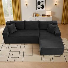 105''Sectional Cloud Couch with L Shaped Chaise,Modern Modular Sectional Sofa,Comfy Sectional Couches for Living Room,Bedroom,Apartment (Black, 105''W Right Facing Chaise)