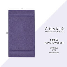Chakir Turkish Linens | Hotel & Spa Quality 100% Cotton Premium Turkish Towels | Soft & Absorbent (6-Piece Hand Towels, Plum)