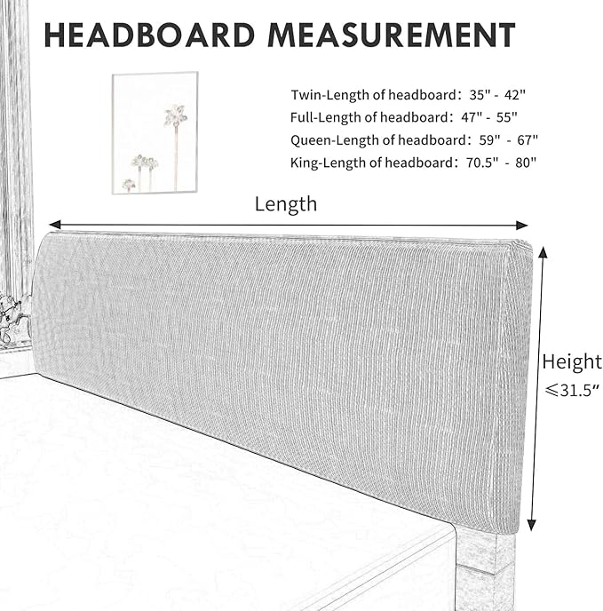 Easy-Going Stretch Bed Headboard Cover,Small Square Jacquard Headboard Slipcover, Dustproof Bed Head Cover for Bedroom (Twin,Sand)