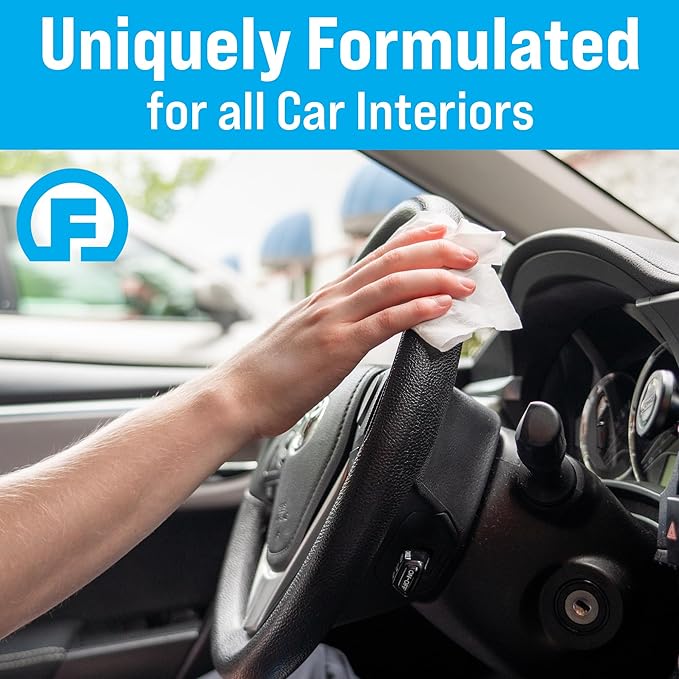 Fortress Car Interior Wipes with Microfiber Cloth (25 ct, Pack of 64) for Car Interior Cleaning, Dashboard, Seats, Detailing, and Steering Wheel [Travel Size] Skin-Safe Car Interior Cleaner Supplies