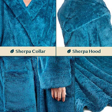 PAVILIA Women Hooded Plush Soft Robe | Fluffy Warm Fleece Sherpa Shaggy Bathrobe