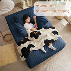 Oversized Chaise Lounge Chair Indoor Corduroy Sofa Bed with Throw Pillows Recliner Chair Comfy Large Deep Seat Sofa Couch for Living Room, Bedroom, Apartment (Blue)