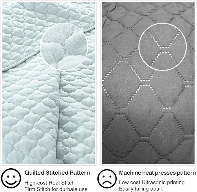 HORIMOTE HOME Quilt Twin Size Aqua Blue, Lightweight Quilt for Summer Ultra-Soft Microfiber Modern Style Quilted Clouds Pattern Bedspread Quit Set 2 Pieces (1 Quilt and 1 Pillow Sham)