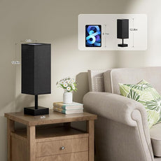 aooshine Black Small Table Lamp - Bedside Lamp for Bedroom, Minimalist Nightstand Light with Black Base