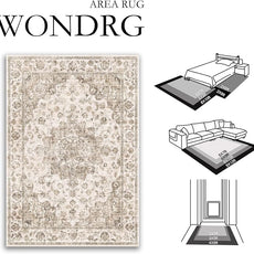 2x6 Washable Neutral Runner Rug Brown Vintage Hallway Kitchen Carpet Non-Slip Soft Low Pile Floral Throw Rug for Bedroom Bathroom Laundry Living Room