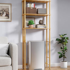 Kitsure Over The Toilet Shelf - 3-Tier Bamboo Bathroom Organizers and Storage with Paper Holder, Over Toilet Bathroom Organizer with Wall Anchor for Balcony, Laundry, Natural, 3 Tiers (63