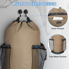 BALEINE 120L Laundry Bag Backpack, 900D Oxford Fabric Large Travel Laundry Bags with Shoulder Straps and 2 Mesh Pockets for College Dorm, Apartment, Laundromat (Khaki, 120L)