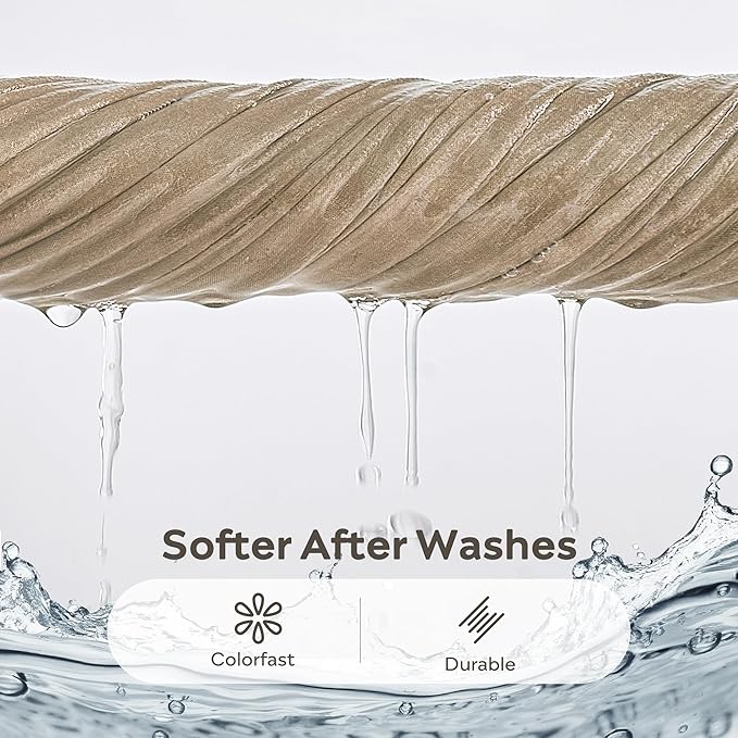 JELLYMONI 100% Washed Cotton Duvet Cover Twin – Soft, Breathable Linen-Look Bedding with Natural Wrinkle Texture, Button Closure, 3-Piece Set (Dusty Khaki, 68"x90")