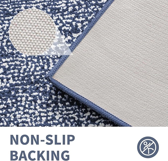 CozeCube Bath mats for Bathroom Non Slip, Fluffy Absorbent Microfiber Bath mat Washable, Aesthetic Bathroom Rugs, Cute Navy Blue Bath mat, Navy Blue, 32" x 20"