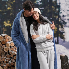 DAVID ARCHY Men's Hooded Robe Soft Coral Fleece Microfiber Bathrobe