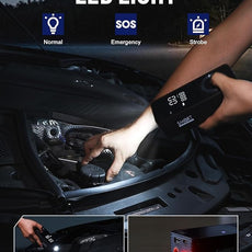 SMART JERRY - Tire Inflator Portable Air Compressor | Cordless Mini Bike Tire Pump with Gauge | Dual-Power Electric 12V Air Compressor for Auto, Motorcycles, Bikes, Balls | Fast Inflation Max 150 PSI