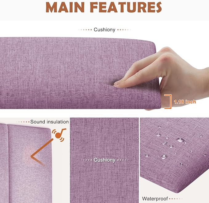 IFNOW Upholstered Wall Mounted Headboard, 3D Soundproof Wall Panels Peel and Stick for King Size, Reusable and Removable Tufted Bed Headboard in Dark Pink (12 Panels, 10" x 24")