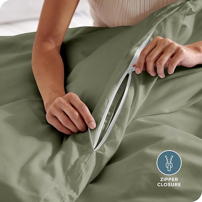 Bare Home Bedding Duvet Cover Oversized Queen - Premium 1800 Super Soft Collection - Lightweight, Cooling - Soft Breathable Bedding Duvet Cover (Oversized Queen, Sage)