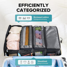 Suitcase Organizer, Travel Luggage Organizer Hanging Shelves Packing Cube Closet/Collapsible Portable Travel Organizer for Carry-on