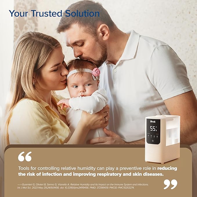 LEVOIT Humidifiers for Bedroom Home, Smart Warm and Cool Mist Air Humidifier for Large Room, Auto Customized Humidity, Fast Symptom Relief, Easy Top Fill, Essential Oil, Quiet, OasisMist4.5L, White