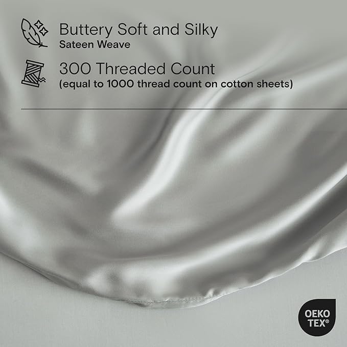 DOZ Duvet Cover Set, 100% Viscose derived from Bamboo, Organically Grown, Buttery Soft, Cooling Duvet Covers, High GSM, 1 Duvet Cover and 2 Pillowcases, 106"x90" (Dove, King/Cal King)