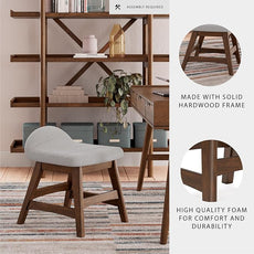 Signature Design by Ashley Lyncott Casual Upholstered Armless Home Office Desk Chair with Backless Design, Light Gray & Light Brown