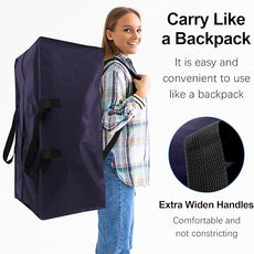 6 Pack Heavy Duty Extra Large Moving Bags W/Backpack Straps - Strong Handles & Zippers, Storage Totes For Space Saving, Fold Flat, Alternative to Box and Bin (40 gal, Blue)
