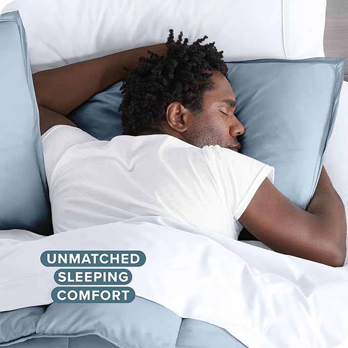 Bare Home Bedding Duvet Cover California King Size - Premium 1800 Super Soft Collection - Lightweight, Cooling - Soft Breathable Bedding Duvet Cover (Cal King, Dusty Blue)