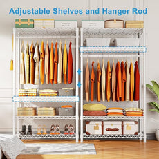 Ulif H4 Portable Closets, 4-Tier Metal Clothes Garment Rack for Bedroom and Cloakroom, Clothing Closet Storage and Organizer Wardrobe, 35.4