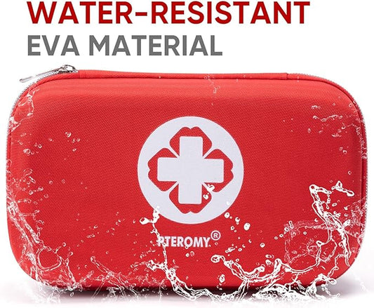 PTEROMY 300 Piece First Aid Kit, Portable Small Emergency Kits Compact 1st Aid Kit with Hard Storage Case for Car, Travel, Home, Camping, Outdoor, Hiking