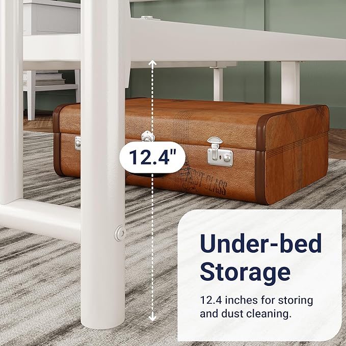 Allewie 14 Inch Queen Size Metal Platform Bed Frame with Victorian Vintage Headboard and Footboard/Mattress Foundation/Under Bed Storage/No Box Spring Needed/Easy Assembly/Noise Free/White