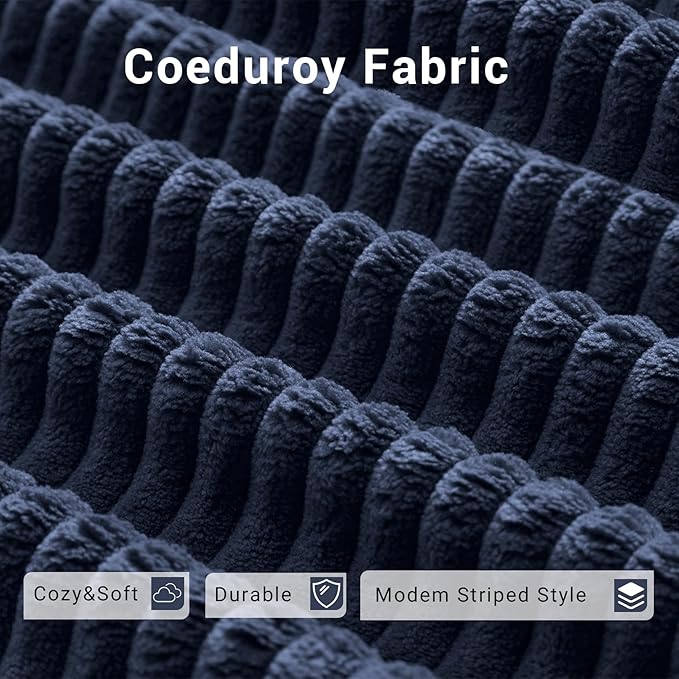 Compressed Sofa, Convertible Sofa Bed, Corduroy Compression Boneless Couch with Pillow, Comfy Modular Foldable Floor Sleeper Sofa for Bedroom, Living Room, Lounge, Studio (Dark Blue)