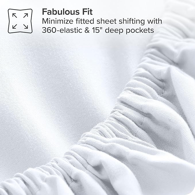 Bare Home Bed-in-A-Bag 7 Piece Comforter & Sheet Set - King - Goose Down Alternative - Ultra-Soft 1800 Premium - Bed Set (King, White/White)