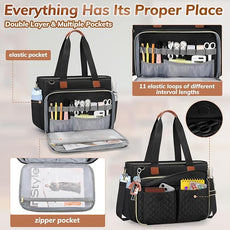 RAINSMORE Teacher Tote Bag for Women Work Bags 15.6 Inch Laptop Tote Bag with Large Cup Holder Nurse Bag Computer Handbag