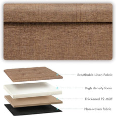 B FSOBEIIALEO Storage Ottoman with Tray, Foot Stools and Ottomans with Legs, Storage Cube Seat Linen Brown 15
