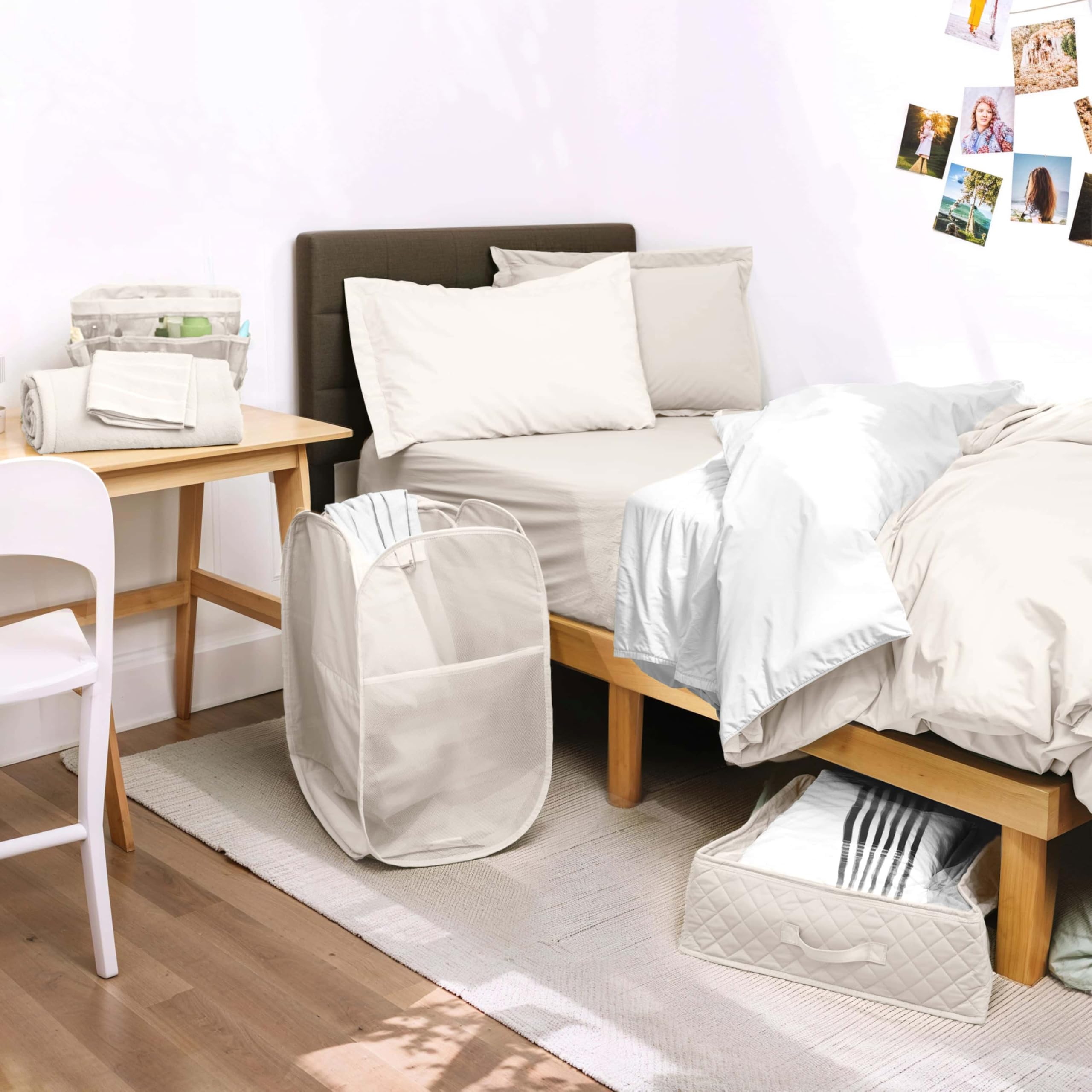 Hearth & Harbor Complete Dorm Room Set, Twin XL Comforter Set, Sheet Set, Mattress Protector, Towels and Organizers - All Dorm Accessories Included Dormly