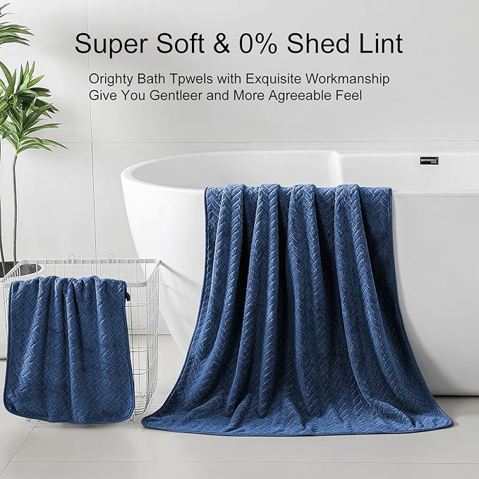 Ferdilan Extra Large 4 Pack Bath Towels Set 35"x70" Navy Blue Oversized Bath Sheet Towels, 600 GSM Ultra Soft & Absorbent Towels for Bathroom, Quick Dry Towel for Gym Hotel Camp Pool
