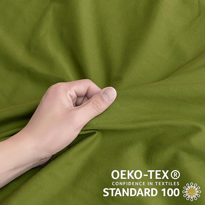 JELLYMONI Christmas Duvet Cover Cal King Size - Avocado Green Comforter Cover with Button 100% Washed Cotton 3PCS Breathable Soft Solid Bedding Set Duvet Cover 104×98in & 2 Pillowcases (NO Comforter)