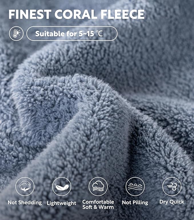 DAVID ARCHY Men's Hooded Robe Soft Coral Fleece Microfiber Bathrobe