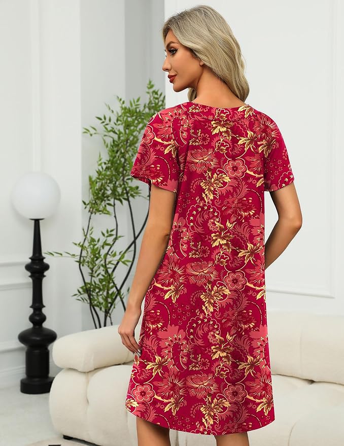 Ekouaer Women Robe Zipper Front Mumu Duster Robes Zip Up Housecoat Soft Sleepwear with Pockets