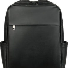 MASINTOR 15.6 inch PU Leather Laptop Backpack Purse for Women, Large College Casual Backpack Travel Bag Black