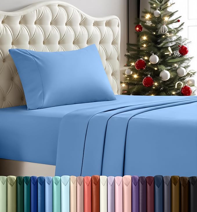 Utopia Bedding Twin Sheet Set – 3 Piece Bed Sheets for Twin Size Bed, Soft and Breathable Microfiber, Includes 1 Fitted Sheet, 1 Flat Sheet and 1 Pillowcase (Dutch Blue)