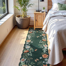 Lahome Floral Kitchen Runner, 2x5 Rug Runners for Hallways Non Slip Ultra-Thin Soft Non Slip Washable Runner Low-Pile Stain Resistant Boho Carpet for Bathroom Bedroom(2x5ft,Dark Green)