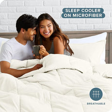 Bare Home Comforter Set - Full Size - Ultra-Soft - Goose Down Alternative - Premium 1800 Series - All Season Warmth (Full, Cream)