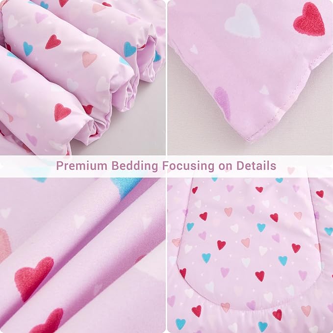 Viviland Kids Twin Bedding Sets for Girls, Soft Microfiber Twin Comforter Set, Purple Heart