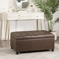 Joveco Rectangular Lift Top Storage Ottoman Bench, Faux Leather Storage Bench for Living Room Entryway Bedroom,Espresso