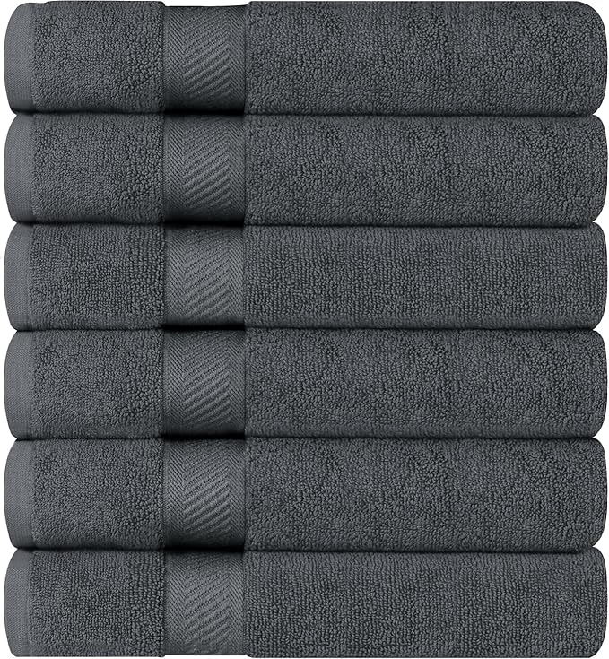 Utopia Towels 6 Pack Bath Towel Set (27 x 54 Inches), 500 GSM 100% Ring Spun Cotton Medium Lightweight and Highly Absorbent Quick Drying, Premium Towels for Hotel, Spa and Bathroom (Grey)