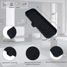 Silicone Bathroom Soap Dishes with Drain Spout-Bathroom and Kitchen Sink Organizer,Sponge Holder,Dish Soap Tray,Perfect for Dispenser,Scrubber,Bottle,Cup on Sink or Counter-Black 12