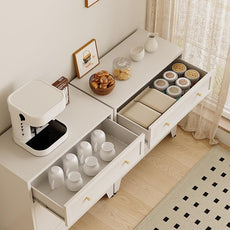 Metal Buffet Cabinet,White Coffee Bar Cabinet,Small Buffet Sideboard Cabinet,Coffee Cabinets with Storage,Short Kitchen Pantry Cabinets for Dining Room,Living Room