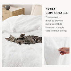 Bedsure GentleSoft Fuzzy Sherpa Faux Fur Twin Blanket White Cozy Gifts for Women Men, Soft Fleece Plush Warm Minky Thick Blanket Twin Size for Bed, Couch, White Room Decor Dorm Essentials, 60x80