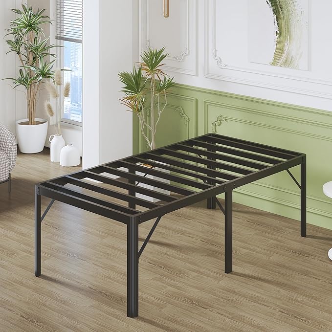 25 Inch High Twin XL Bed Frames with Rounded Corner Legs, Heavy Duty Metal Twin XL Platform Bed Frame with Steel Slats Support, No Box Spring Needed, Noise Free, Easy Assembly