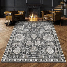 RUGSURE Washable Area Rugs - Perfect for Living Room, Bedroom, Kids Room, Nursery - Stain & Water Resistant Non-Slip, Pet & Child Friendly, Vintage Tribal Area Rugs (Grey, 6' x 9')